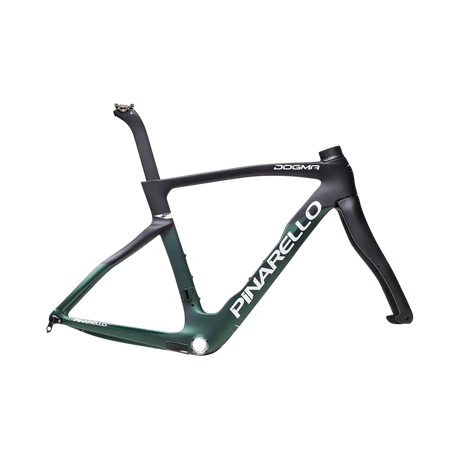 Dark green pinarello road bike bare frame