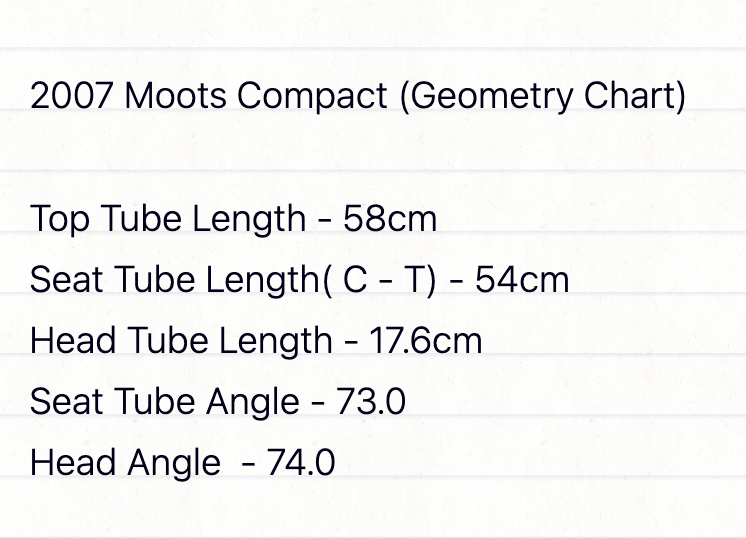 Bicicleta de carretera compacta Moots 2007: 59 cm