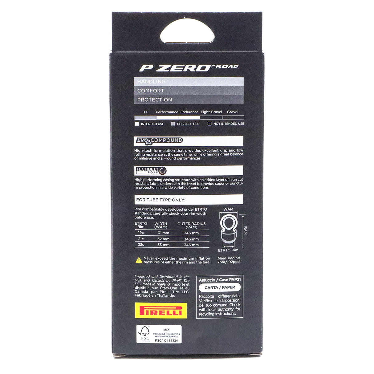 Pirelli P Zero Road Bike Tire 700x32c, Folding Tube-Type - Clincher - Black, Techbelt - EVO Compound