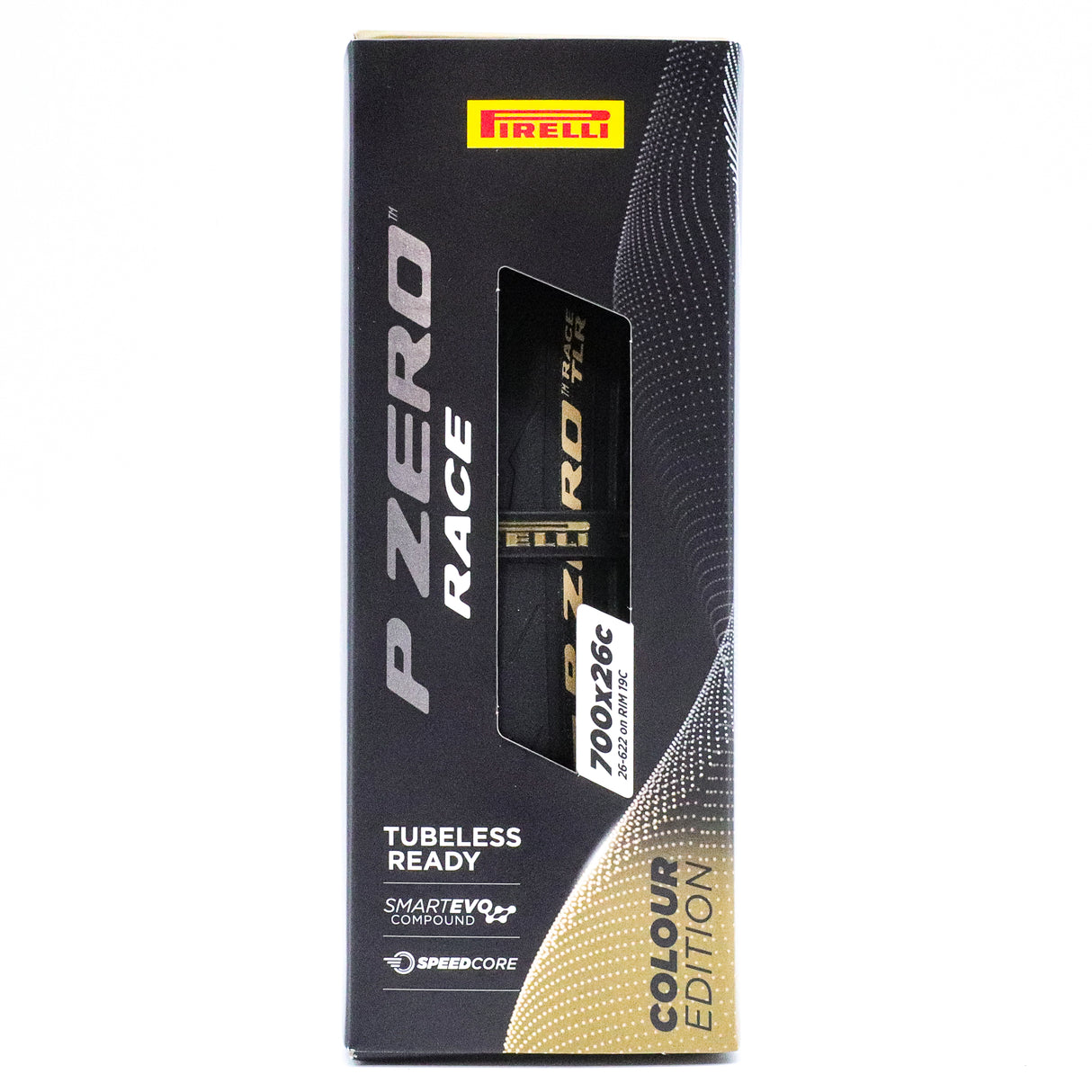 Pirelli P Zero Race TLR 700x26c Road Tire – Tubeless, SmartEVO, SpeedCORE, Gold Colour Edition