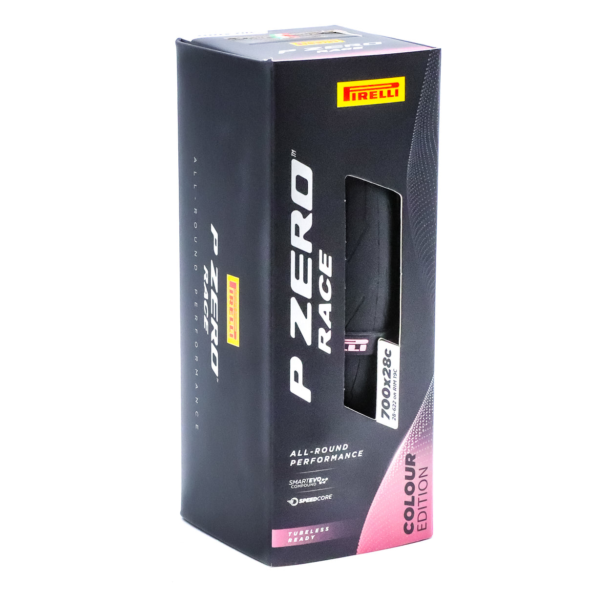 Pirelli P Zero Race TLR 700x28c Road Tire – Tubeless, SmartEVO, SpeedCORE, Pink Colour Edition