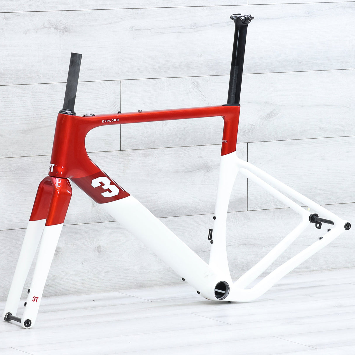 3T Exploro RaceMax Red/White Gravel Bike Frameset - 2023, 54cm