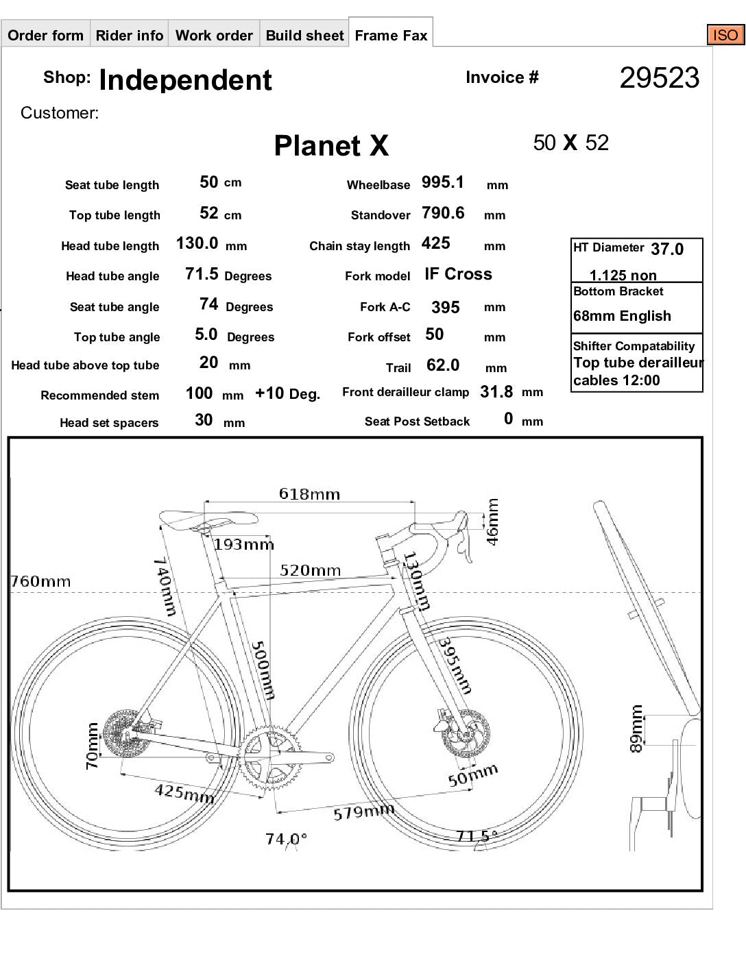 Bicicleta de ciclocross Planet X de fabricación independiente 2019 - 52 cm