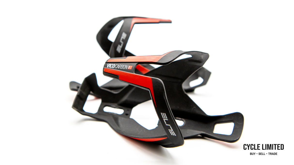 Elite Vico Carbon Bottle Cage Pair Matte Black/Red 53g