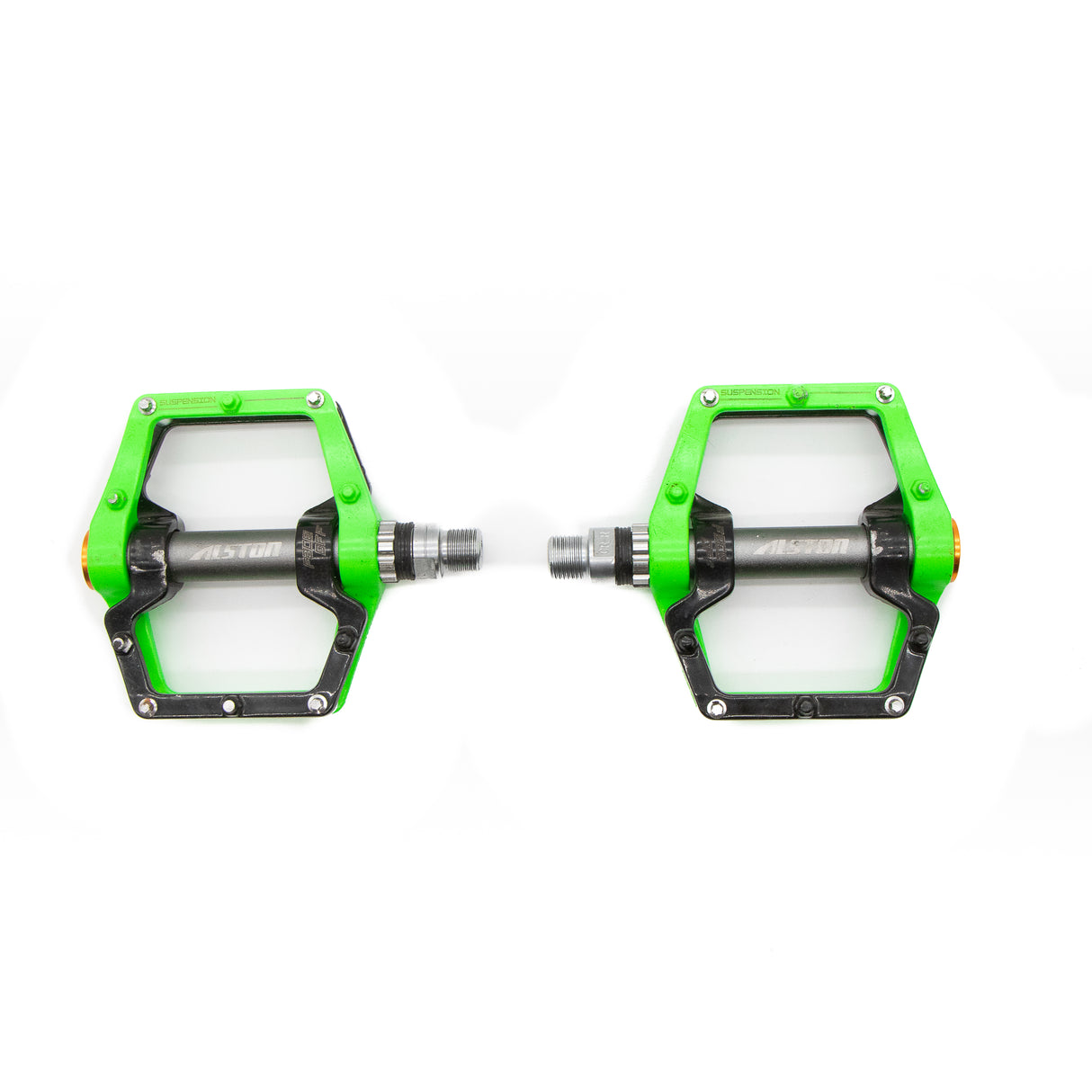 Alston MTB Aluminum Flat Platform Pedals Green Black 392g