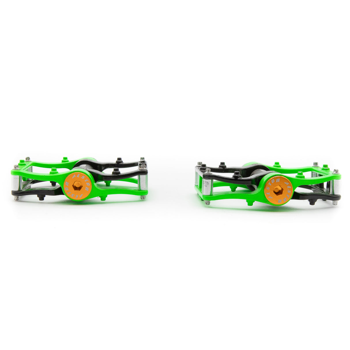 Alston MTB Aluminum Flat Platform Pedals Green Black 392g