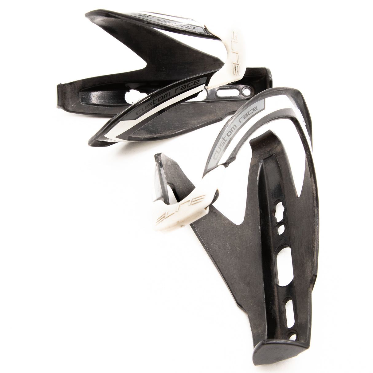 Elite Custom Race Bicycle Bottle Cages Black/White Pair 82g