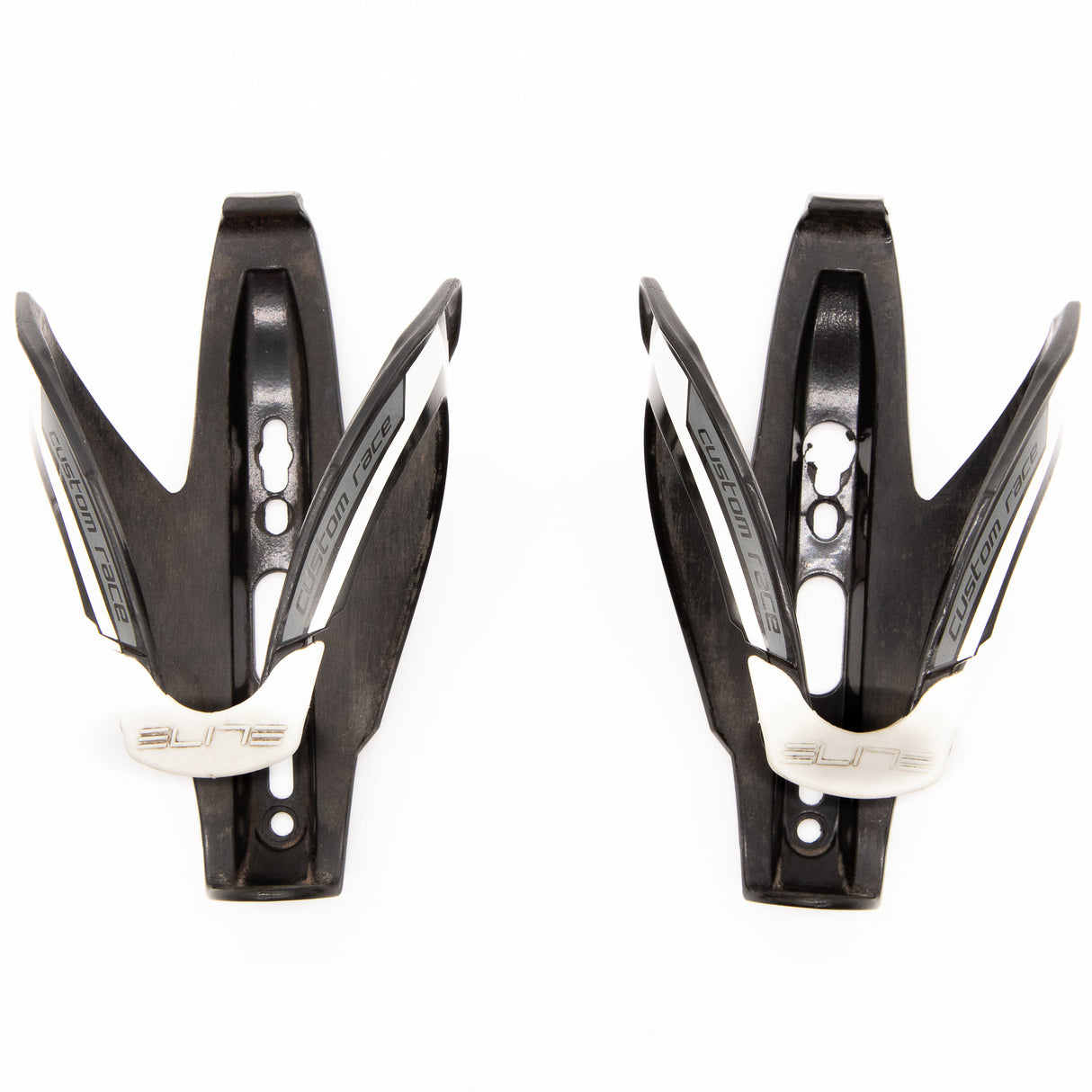 Elite Custom Race Bicycle Bottle Cages Black/White Pair 82g
