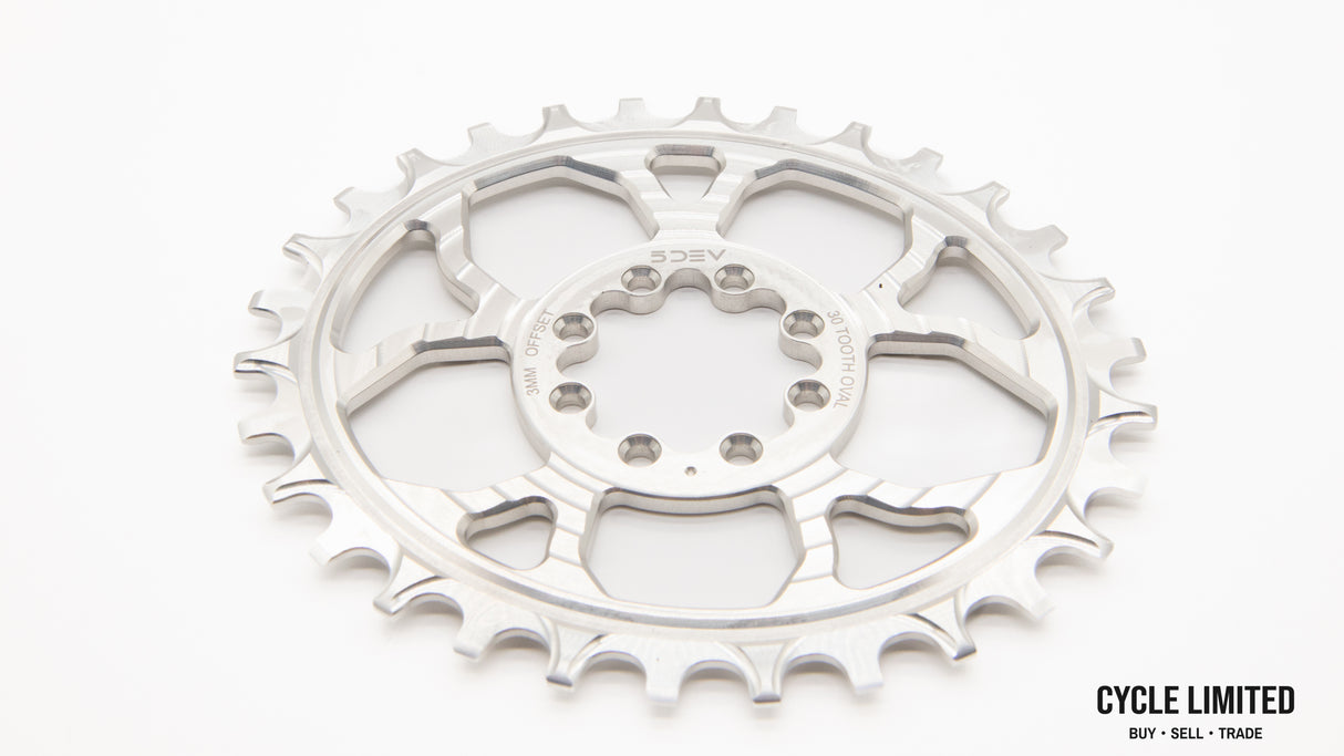 5DEV 12% 8-Bolt Oval Chainring 30T Raw