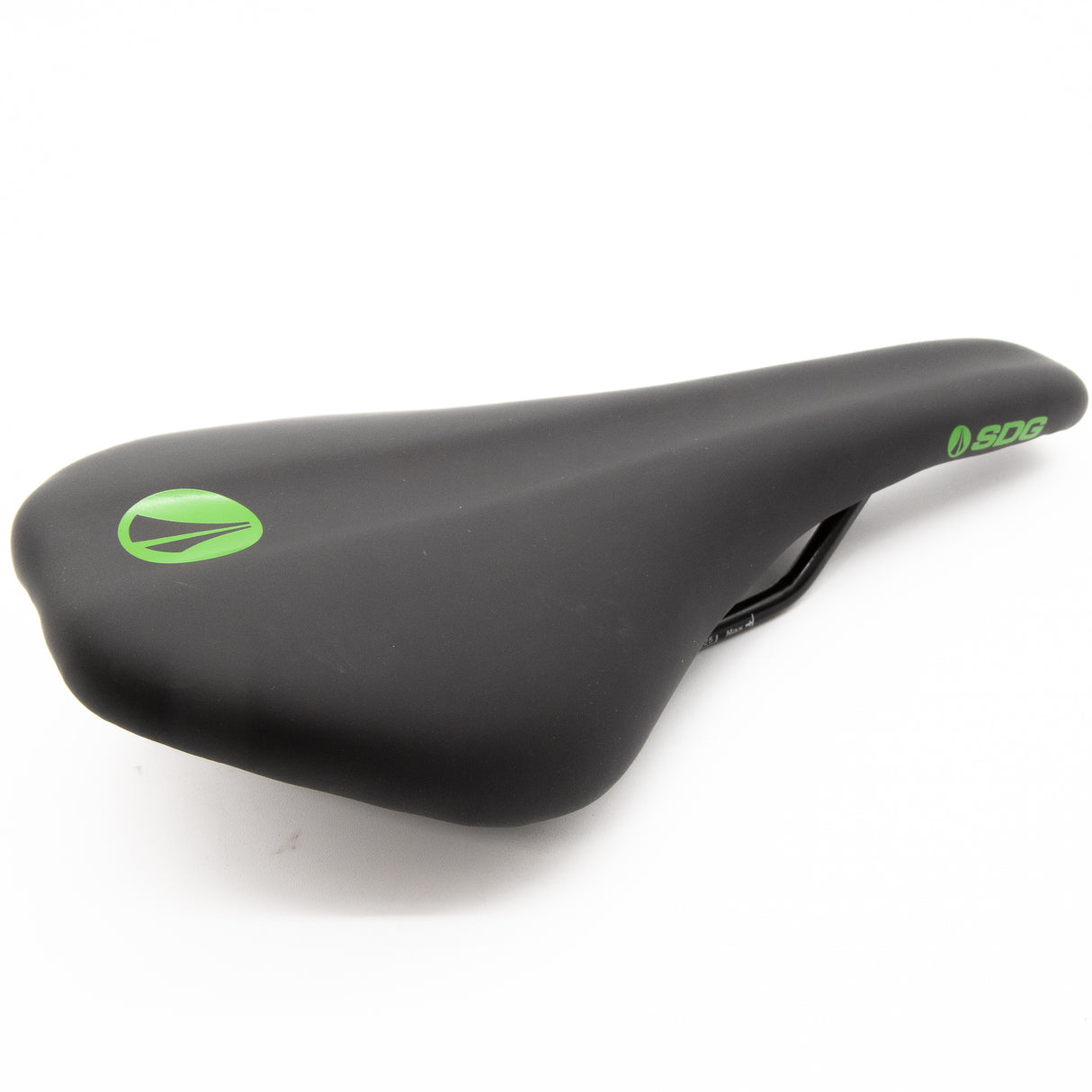 New SDG Duster Black Green MTB Saddle Steel Rails