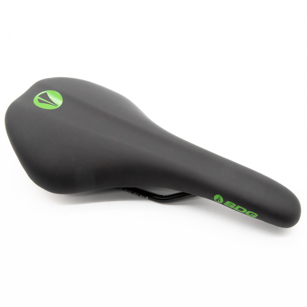 New SDG Duster Black Green MTB Saddle Steel Rails Cycle Limited