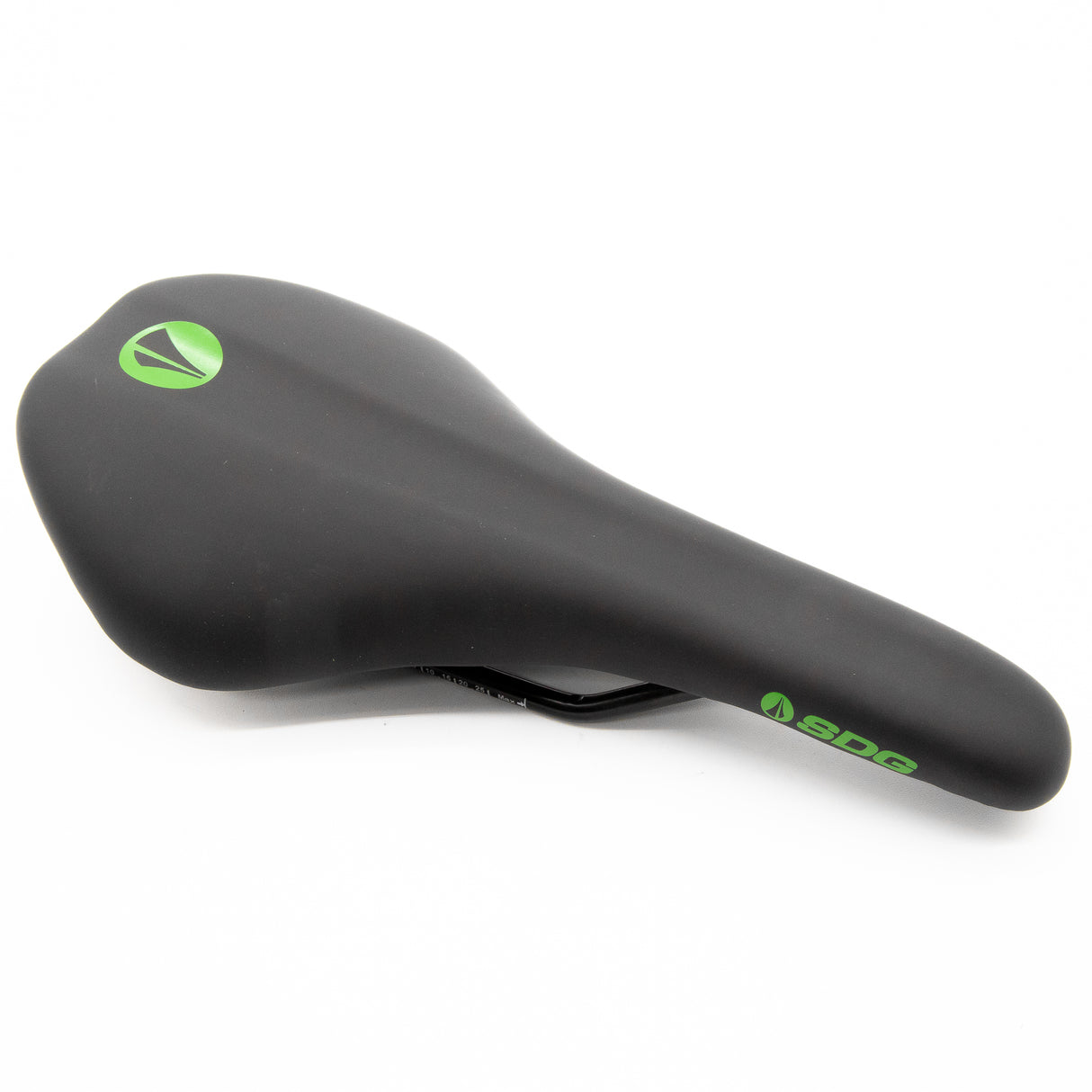 New SDG Duster Black Green MTB Saddle Steel Rails