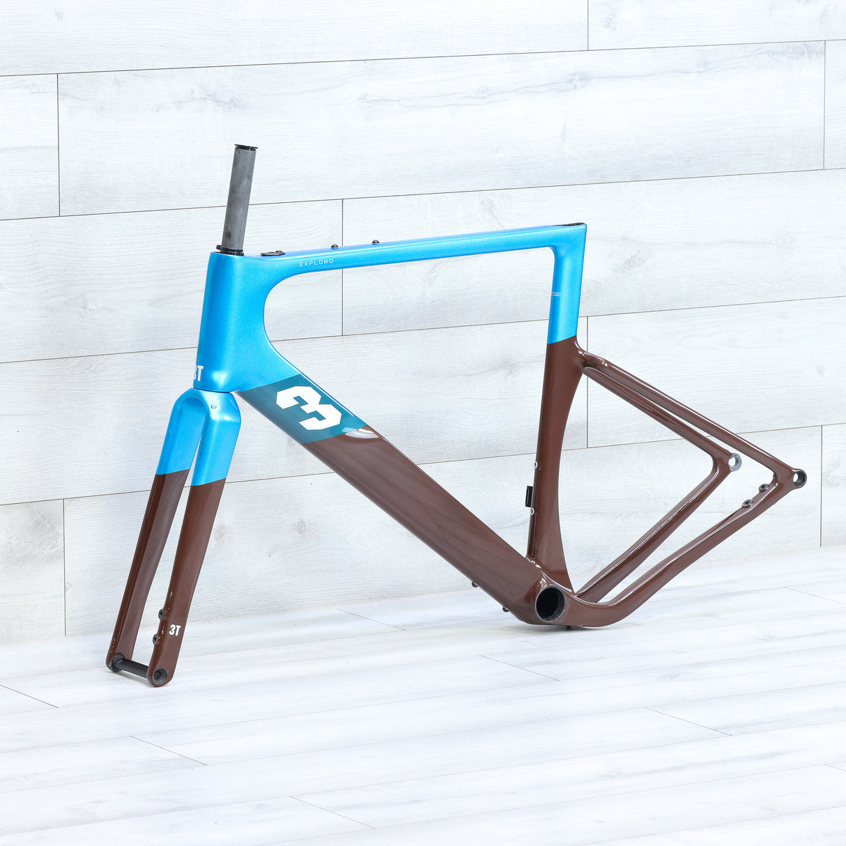 3T Exploro RaceMax Blue/Brown Gravel Bike Frameset - 56cm