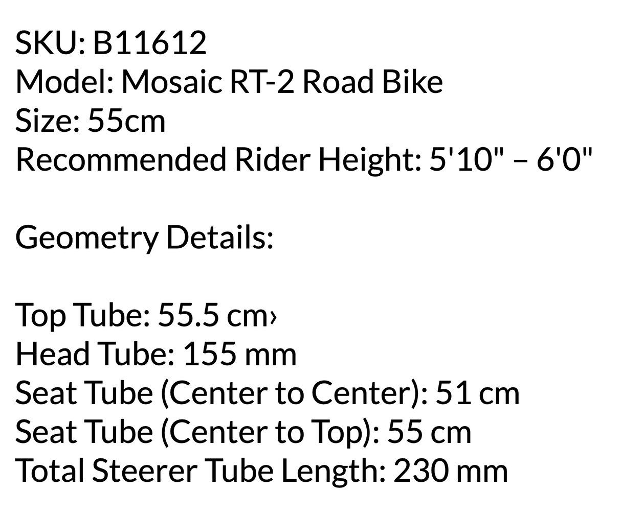 Mosaic RT-2 Dura-Ace Titanium Road Bike - 2021, 55cm