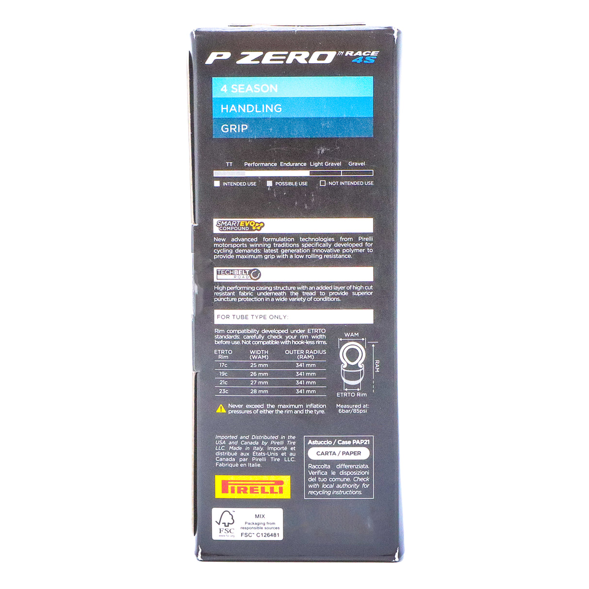 Pirelli P Zero Race 4S 700x26c Road Bike Tire – Tube-Type, Folding, TechBELT, EVO Compound, Black