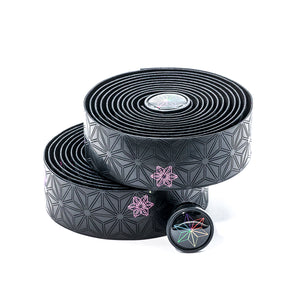 Super Sticky Kush Bicycle Handlebar Tape - Black with Pink Stars