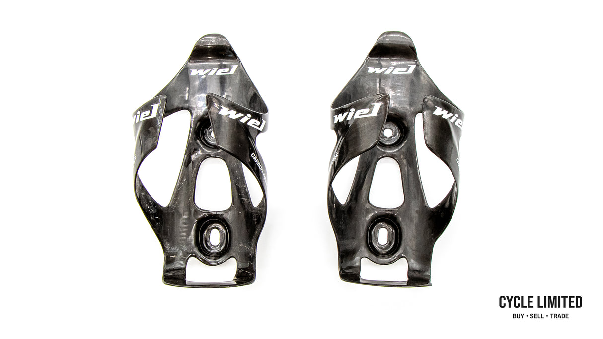 Wiel Full Carbon Fiber Water Bottle Cage Pair Black Glossy 48g