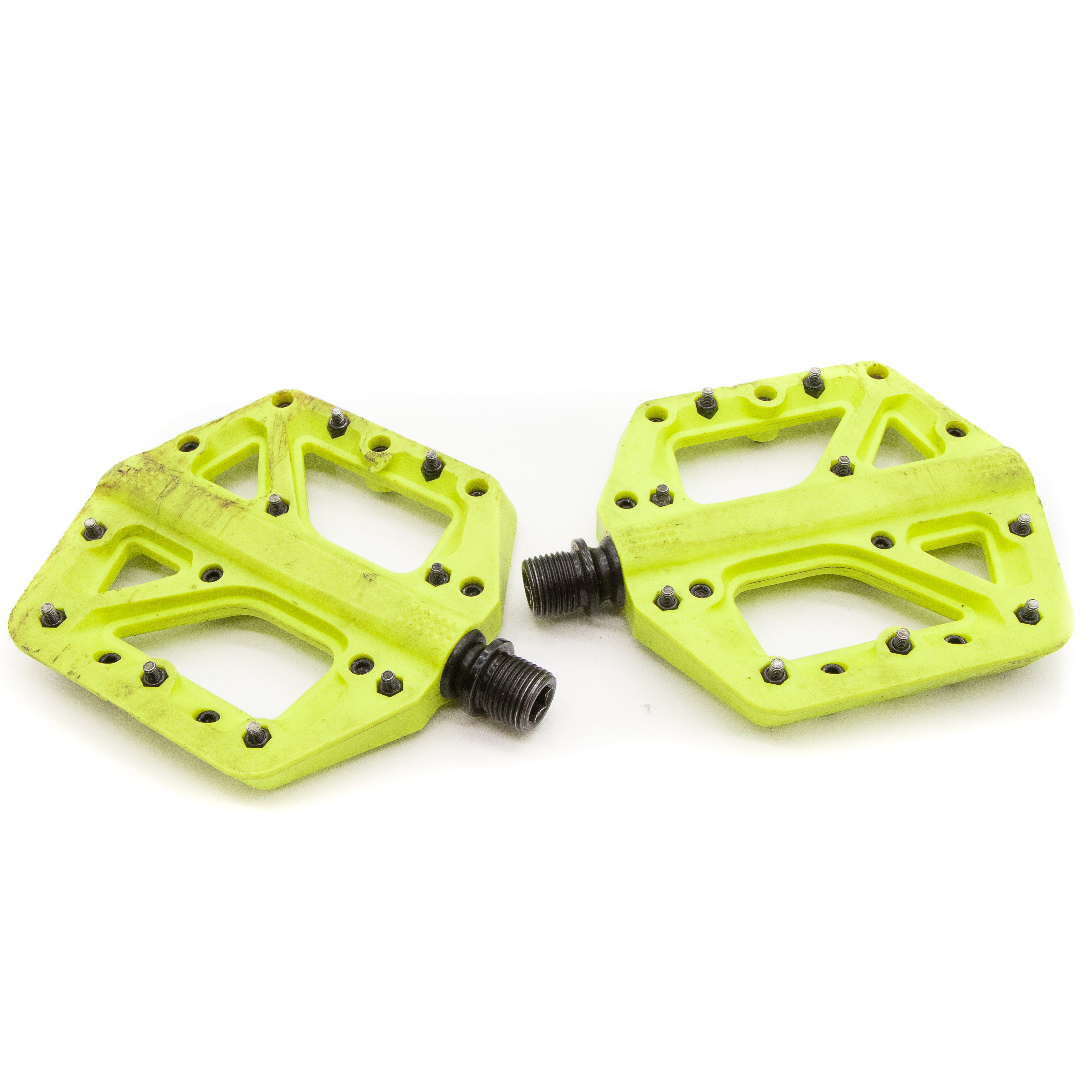 crank brothers plastic pedals Crank Brothers Stamp 1 Flat Platform Pedals Citron Small 325g