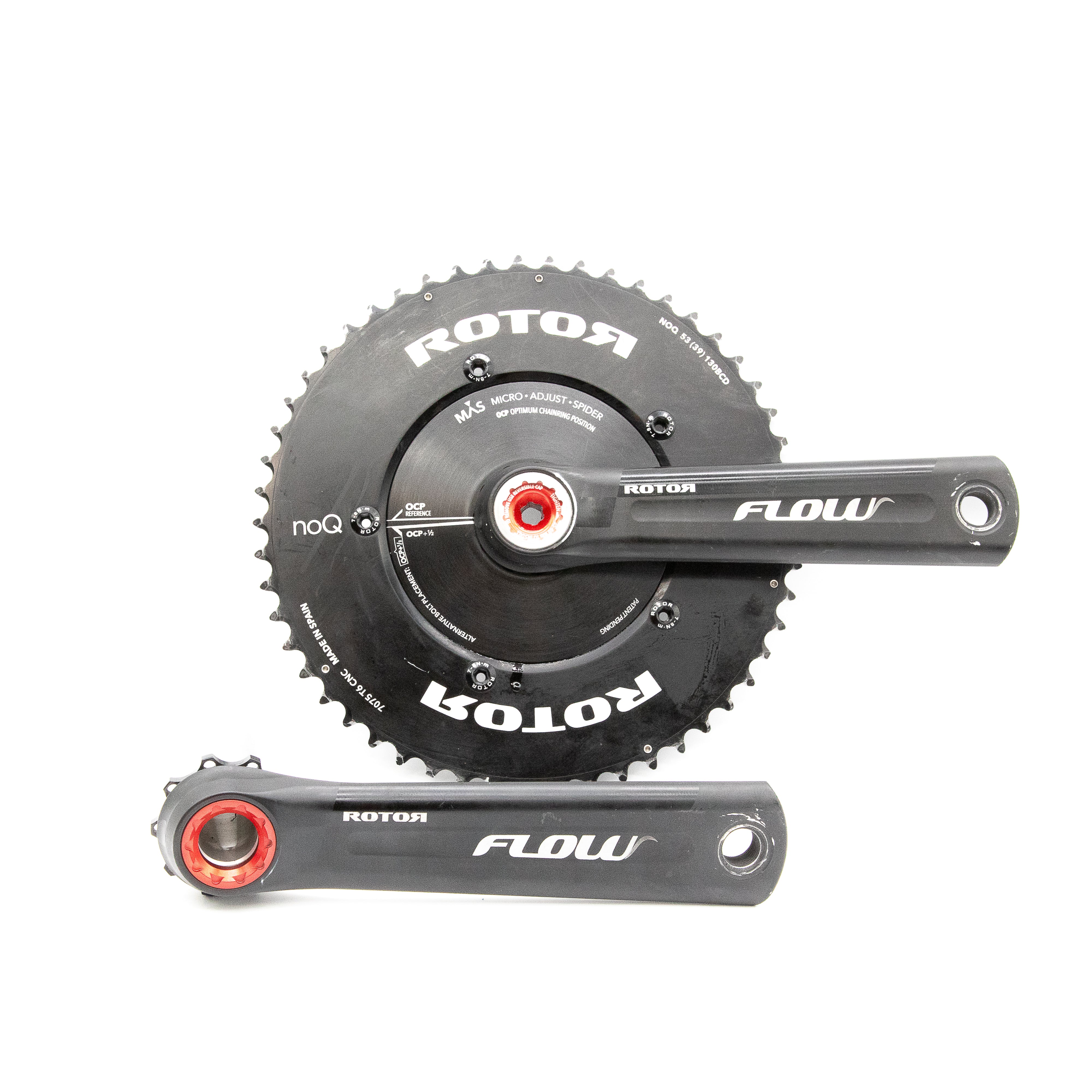 Rotor Flow Aero Alloy Crankset 172.5mm NoQ Road Bike 53/39T 130BCD  Triathlon TT 754g