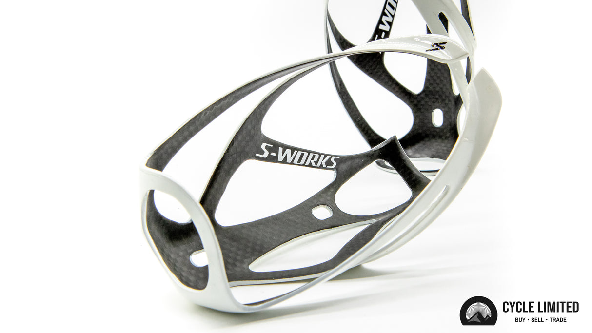 S-Works Carbon Rib Water Bottle Cage II (Carbon/White) Pair 47g