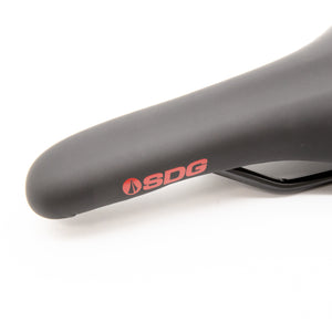 New SDG Duster Black Red MTB Saddle Steel Rails