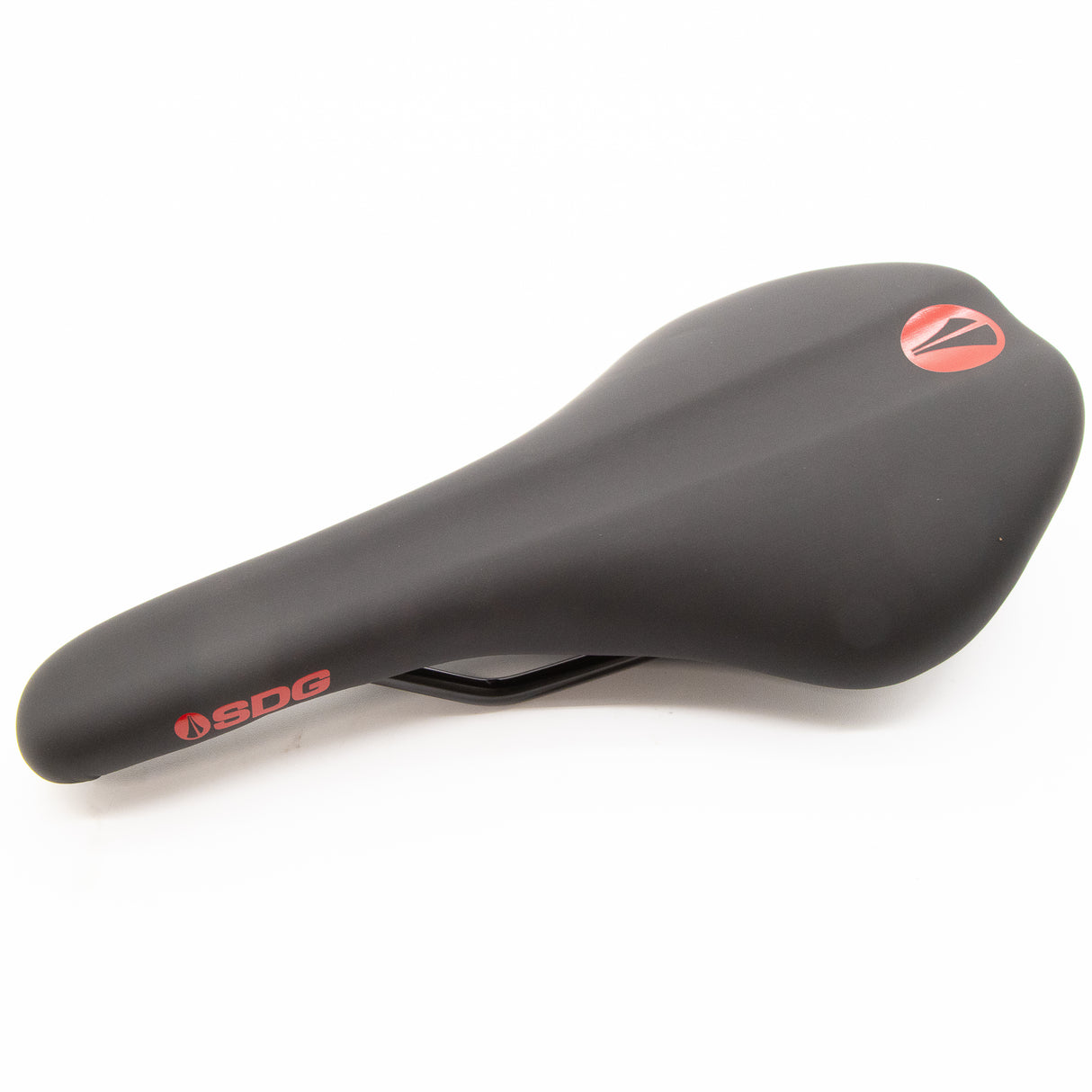 New SDG Duster Black Red MTB Saddle Steel Rails