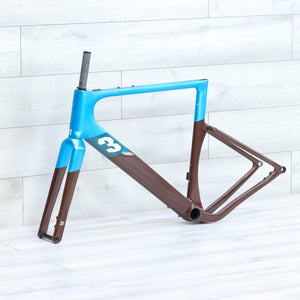 3T Exploro RaceMax Blue/Brown Gravel Bike Frameset - 56cm