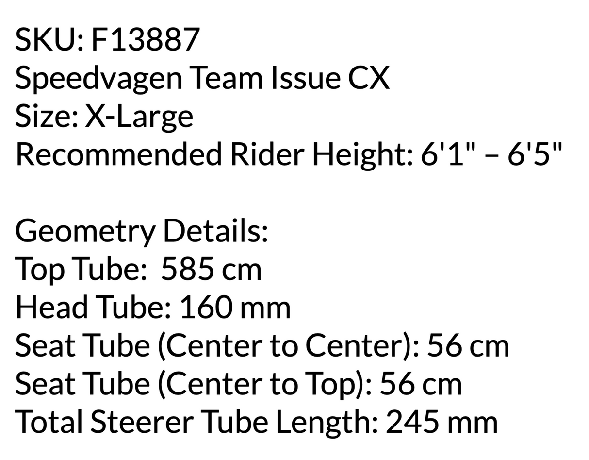 Speedvagen Team Issue CX Steel Cyclocross Bike Frameset - 2020, X-Large