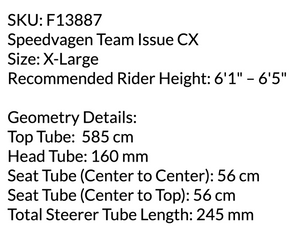 Speedvagen Team Issue CX Steel Cyclocross Bike Frameset - 2020, X-Large