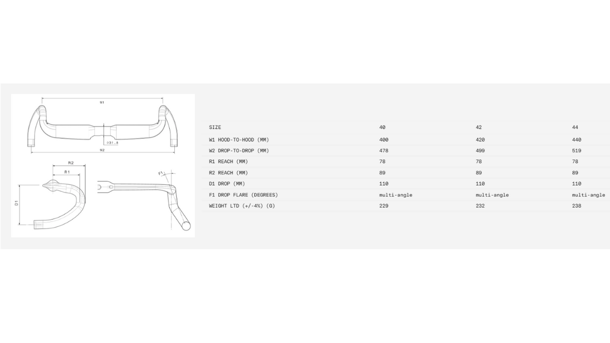 3T Aeroghiaia LTD Stealth Carbon Aero Handlebar - 31.8mm Clamp, 42cm