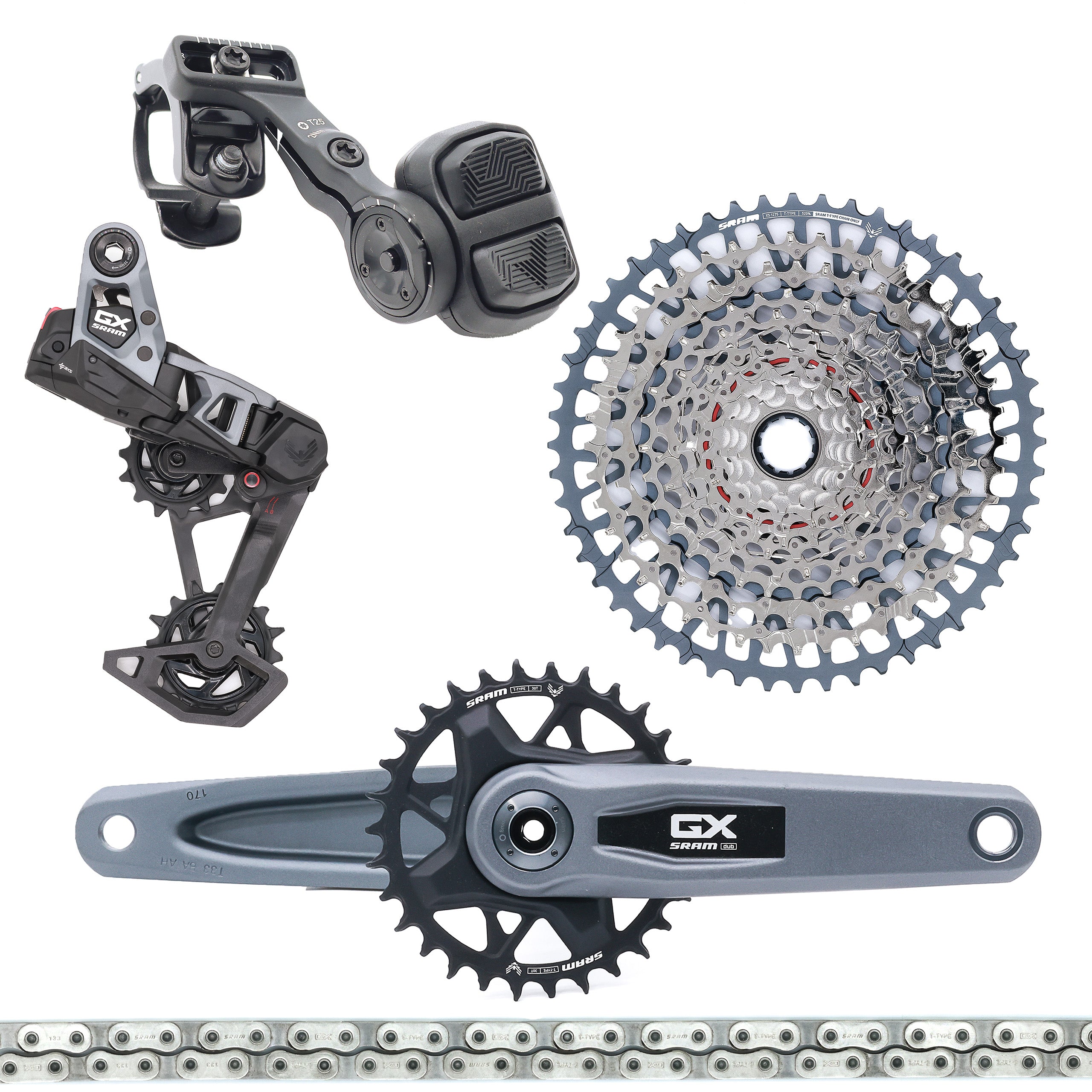SRAM GX T-Type Eagle AXS Transmission Groupset, 170mm 30T